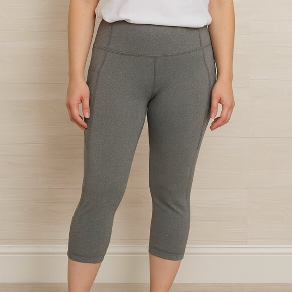 Member's Mark Women's Gray Mid Rise Side Pocket Cropped Athletic Leggings XXL - Picture 1 of 6